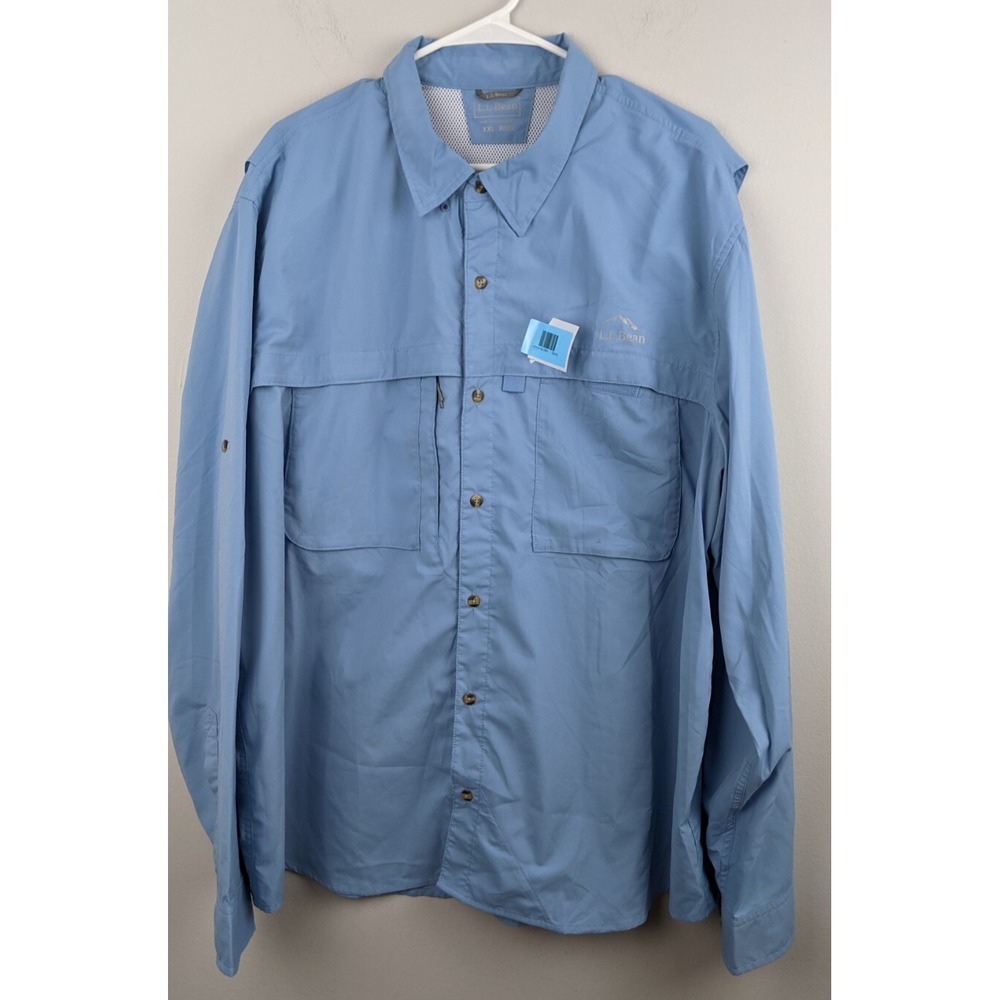L.L. Bean Men's XXL Blue Nylon‑Blend Vented Fishing Shirt – Outdoor‎ Utility